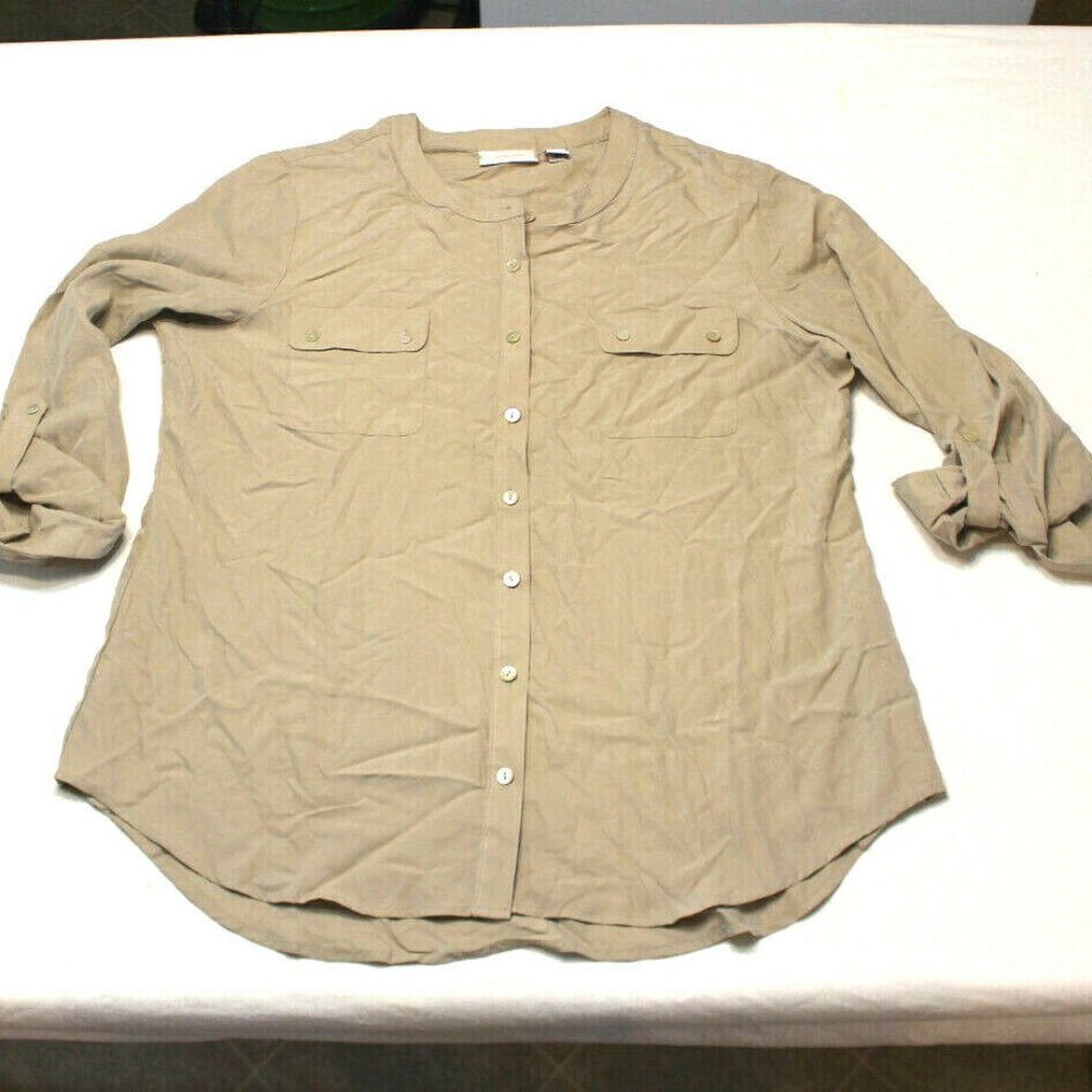 Roll Tab Long Sleeve Button front Blouse Size 2